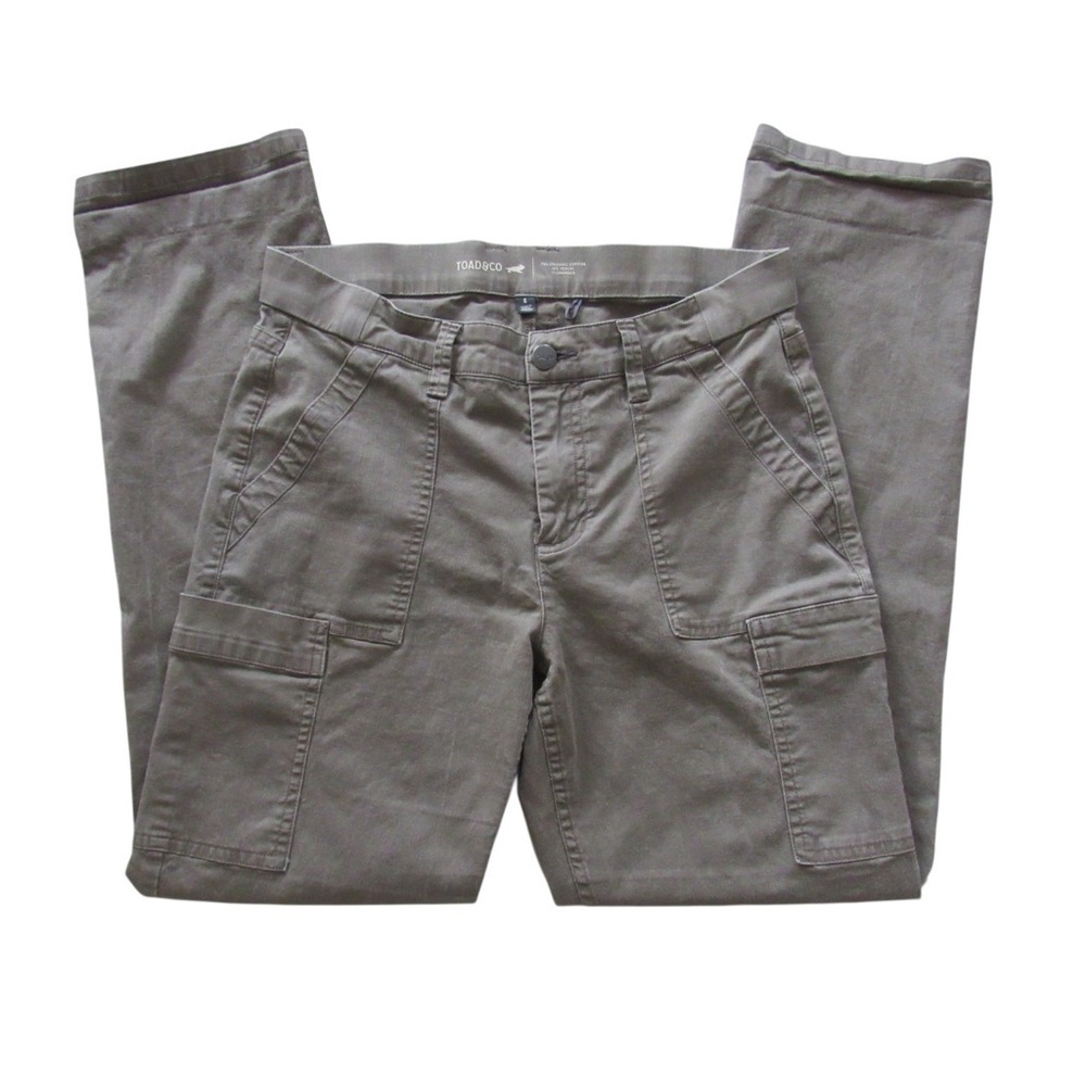 Toad and Co Touchstone Camp Pants 4 Green Brown Pockets Outdoors Hiking Stretch